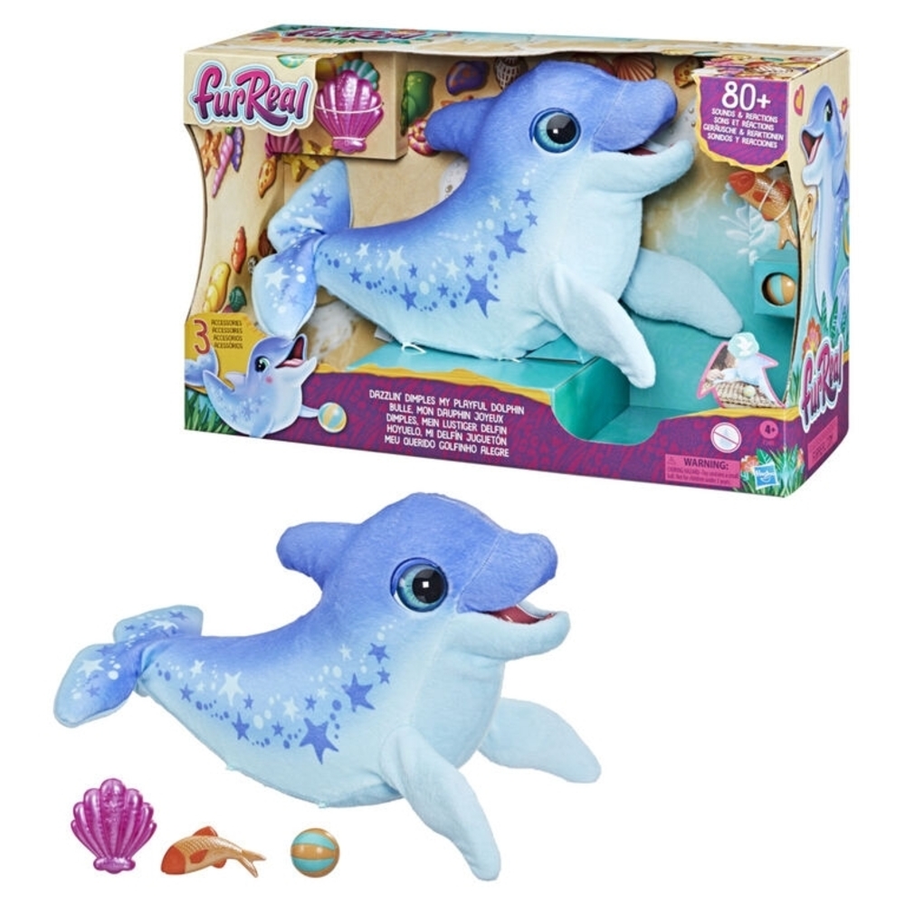 FurReal Dazzlin' Dimples My Playful Cute Dolphin, 80+ Sounds and Reactions Toy